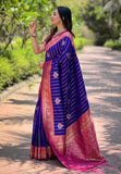 Violet Soft Silk Contrast Zari Woven Saree