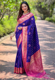 Violet Soft Silk Contrast Zari Woven Saree