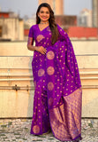 Purple Soft Silk Dual Zari Woven Saree with Peacock Border