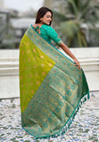 Mehendi Green Soft Silk Saree with Sunflower Butta Meenakari Zari Woven Saree