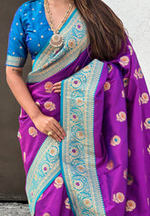 Wine Soft Silk Saree with Sunflower Butta Meenakari Zari Woven Saree