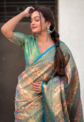 Rama Original Dharmavaram Leheriya Silk Zari Woven Saree