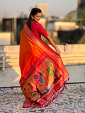 Orange Soft Silk Paithani Zari Woven Saree