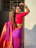 Purple Soft Silk Paithani Zari Woven Saree