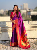 Purple Soft Silk Paithani Zari Woven Saree