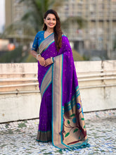Purple Soft Silk Paithani Zari Woven Saree