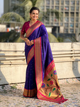 Violet Soft Silk Paithani Zari Woven Saree
