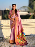 Lavender Soft Silk Paithani Zari Woven Saree