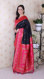 Black Soft Silk Zari Woven Warli Art Traditional Saree