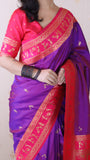 Purple Soft Silk Zari Woven Warli Art Traditional Saree