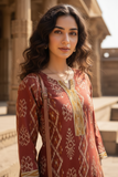 Maroon Cotton Jaipuri Floral Printed Kurti