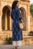 Blue Cotton Jaipuri Floral Printed Kurti