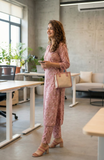 Stylish pink Jaipuri Printed Kurta With Pant