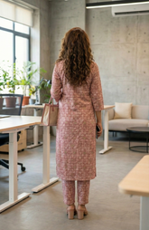 Stylish pink Jaipuri Printed Kurta With Pant