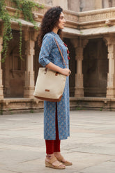 Blue Pure Cambric Cotton Jaipuri Printed Kurti