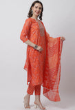 Pure Cambric Cotton Jaipuri Printed & Embroidered Kurta Set With Dupatta