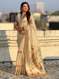 Organza Jamdani Saree with Zari Woven Pallu Festive Wear Saree with Brocade Blouse