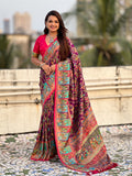 Wine Pure Viscose Silk Position Printed Darbari Saree