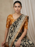 elegant tussar silk saree with artistic heritage-inspired detailing