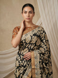 festive silk saree with rich kalamkari design and woven border
