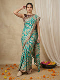 festive kalamkari saree with rich woven border and graceful drape