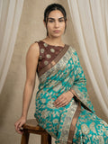 ethnic tussar silk saree with artistic heritage-inspired detailing