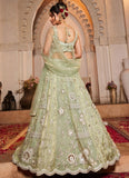 Lime Green Party Wear Lehenga for Women | Sequins & Moti Embroidery