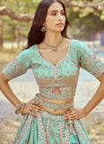 High-end seagreen lehenga for weddings