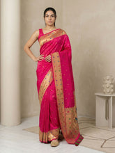 Pink Soft Silk Paithani Meenakari Saree Tilak Zari Woven Motifs Temple Border Saree With Brocade Blouse