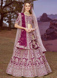 Purple Bridal Silk Lehenga with Stones