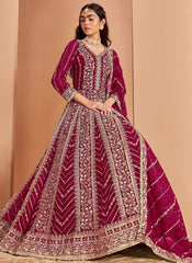 Maroon Anarkali Suit with Dupatta and Santool Bottom