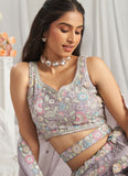 Multicolor Embroidered Mauve Lehenga