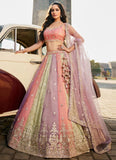 Multi colour tissue lehenga choli