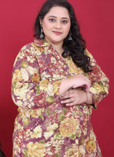 Printed rayon kurta set with pockets for curvy women