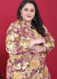Printed rayon kurta set with pockets for curvy women