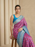 luxury festive saree with artistic ikat zari craftsmanship