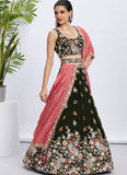 Elegant Olive Wedding Lehenga with Waist Belt