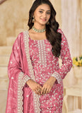 Pink Organza Crush Salwar Kameez Plus Size Festive Outfit