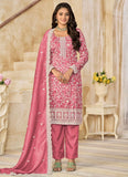 Pink Organza Crush Salwar Kameez Plus Size Festive Outfit