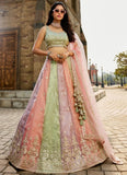 Pink Tissue Lehenga for Sangeet with Sequins & Moti Work