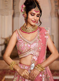 Elegant Bridal Lehenga in Pink Net Fabric