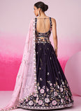 Purple Satin Lehenga with Sequins Work for Sangeet