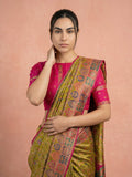 royal silk saree with multicolor zari border and brocade blouse
