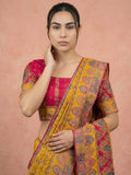Mustard Pure Viscose Silk Meenakari Zari Woven Saree with Traditional Pallu and Brocade Blouse