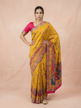 Mustard Pure Viscose Silk Meenakari Zari Woven Saree with Traditional Pallu and Brocade Blouse