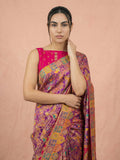 Purple Pure Viscose Silk Meenakari Zari Woven Saree with Traditional Pallu and Brocade Blouse
