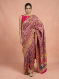 Purple Pure Viscose Silk Meenakari Zari Woven Saree with Traditional Pallu and Brocade Blouse