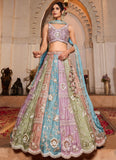 Radiant Turquoise Blue Sequins Embroidered Georgette Wedding Lehenga Choli With Dupatta