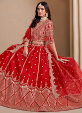 Indian Wedding Lehenga in Red with Dupatta