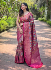 Regal Purple Kanchipattu Silk Wedding Saree With Contrast Weaving Border